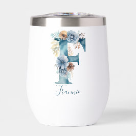 Inicial de monograma F regalo de acuarela floral a