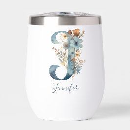 Inicial de monograma J regalo de acuarela floral a