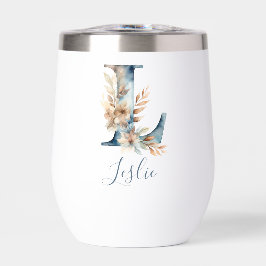 Inicial de monograma L regalo de acuarela floral a