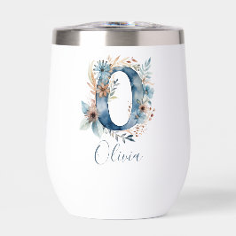 Inicial de monograma O regalo de acuarela floral a