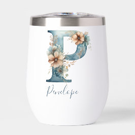 Inicial de monograma P regalo de acuarela floral a