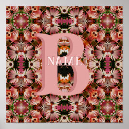 Inicial de monograma personalizado Nombre Arte flo