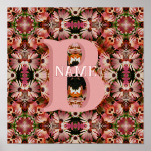 Inicial de monograma personalizado Nombre Arte flo