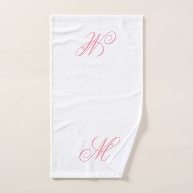 Inicial de monograma rosa elegante (Toalla de mano)