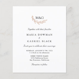 Inicial. Invitación simple de boda Volante