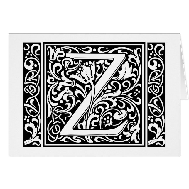 Inicial medieval del vintage del monograma de la (Anverso (Horizontal))