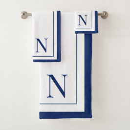 Inicial monograma moderno azul marino blanco