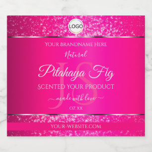 Iniciales con logotipo de plata rosa Etiquetas de 