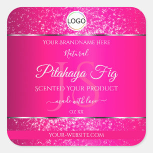 Iniciales con logotipo de plata rosa Etiquetas de 