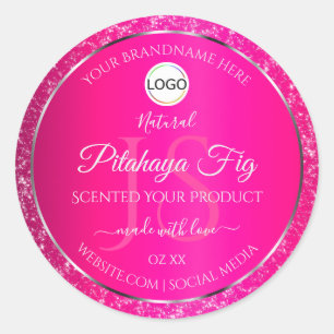 Iniciales con logotipo de plata rosa Etiquetas de 