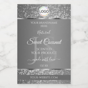 Iniciales con logotipo gris plateado Etiquetas de 