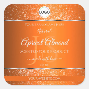 Iniciales con logotipo Silver naranja Etiquetas de