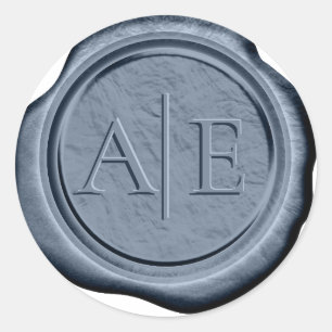 Iniciales de acento de Boda de sello de cera azul