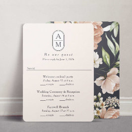 Iniciales de arco beige moderno Tarjetas RSVP de m