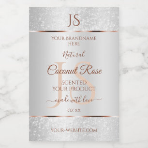 Iniciales de etiquetas de productos Rosa de oro de