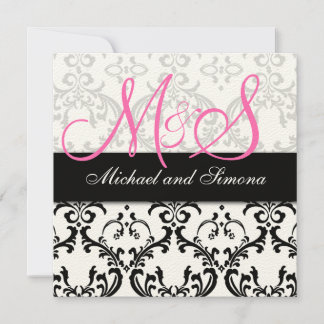 Iniciales de invitación de matrimonio de Damask No