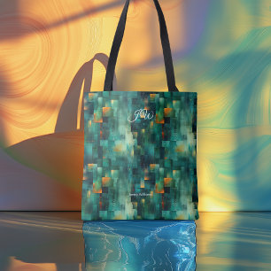 Iniciales de la bolsa de tote personalizada geomét