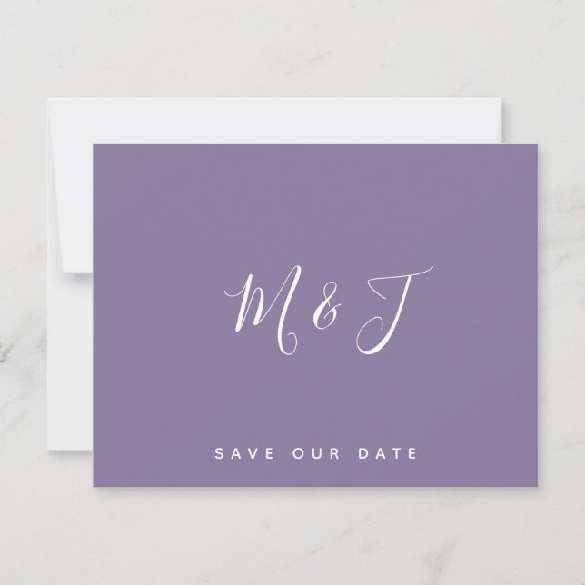Iniciales de Lavanda Boda Guardar la Fecha (Anverso)