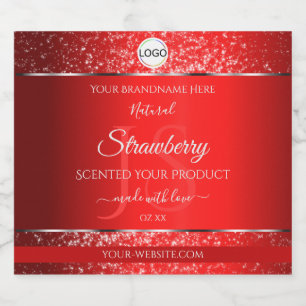 Iniciales de logotipo rojo Shimmery Etiquetas de p