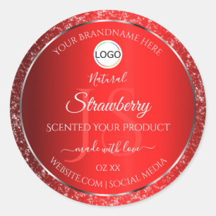 Iniciales de logotipo rojo Shimmery Etiquetas de p