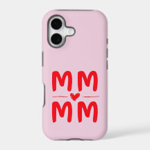 Iniciales de Mamá Corazón Rosa Diseño Minimalista