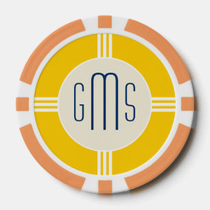 Iniciales de monograma Art Deco Chip de póquer per