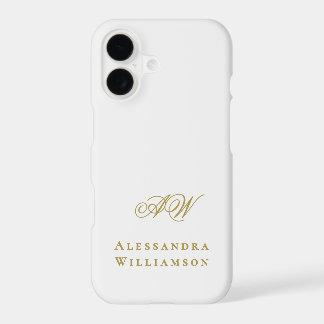 Iniciales de Oro Blanco Monograma Nombre Minimalis