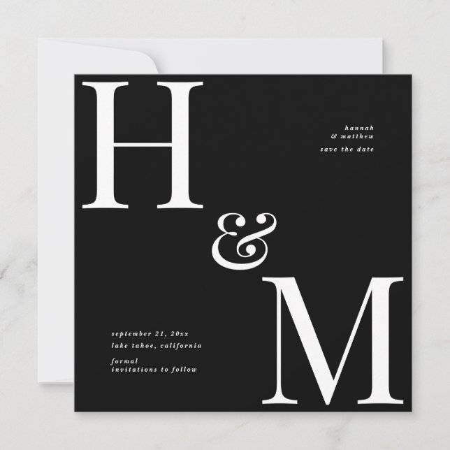 Iniciales de tipografía moderna para boda guardar  (Anverso)