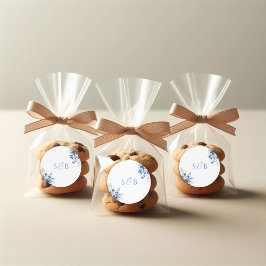 Iniciales del Pegatina Boda de la Ronda Floral Azu