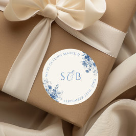 Iniciales del Pegatina del Boda de la Ronda Floral