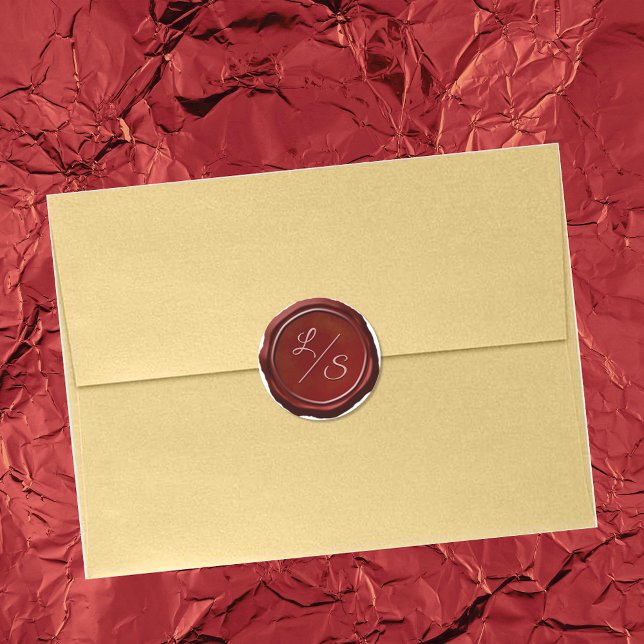 Iniciales dobles rojas de sello de cera monogramad (Subido por el creador)