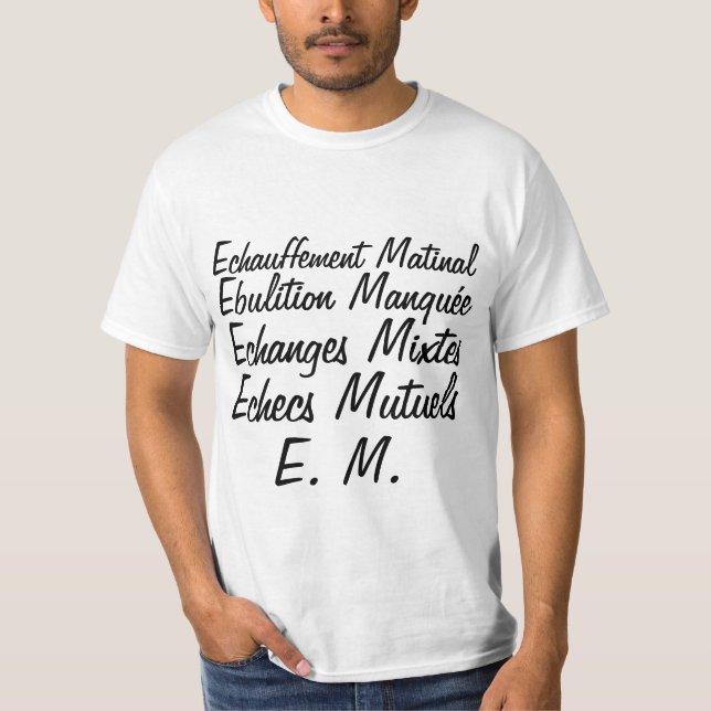 Iniciales E M - camiseta en blanco (Anverso)