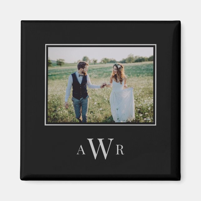 Iniciales Elegantes Imán de Foto Editable Color (Frente)