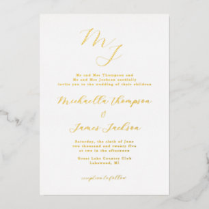 Iniciales Elegantes Tarjeta de Invitación de Boda