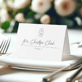 Iniciales modernas, elegante boda, tarjeta de luga