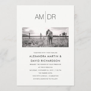 Iniciales modernas   Invitación a la boda fotográf