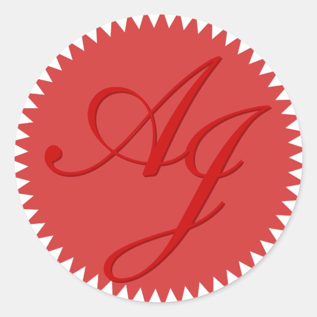 Iniciales Pegatinas de Sello para sobres de Bodas (Anverso)