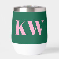 Iniciales Personalizadas Modernas Rosa Verde Monog