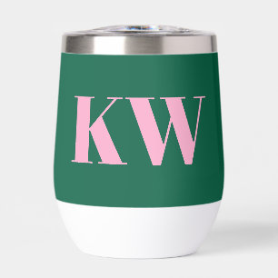 Iniciales Personalizadas Modernas Rosa Verde Monog