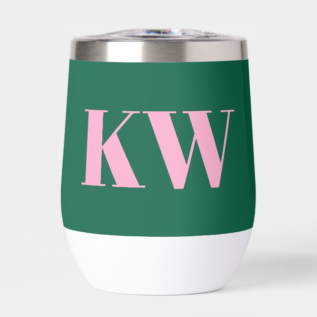 Iniciales Personalizadas Modernas Rosa Verde Monog (Frente)