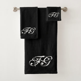 Iniciales personalizadas Monograma moderno Chic Bl