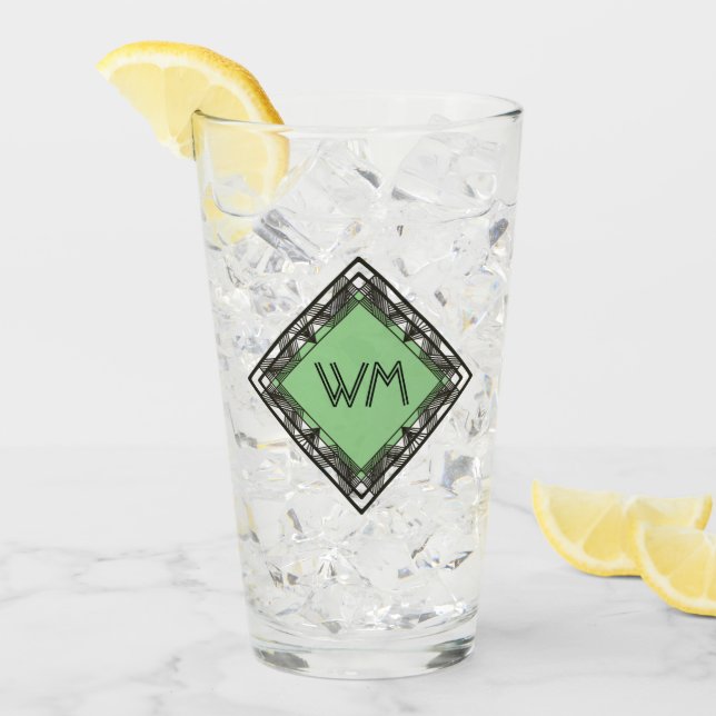 Iniciales personalizados Elegante Manly Black Gree (Anverso (hielo))