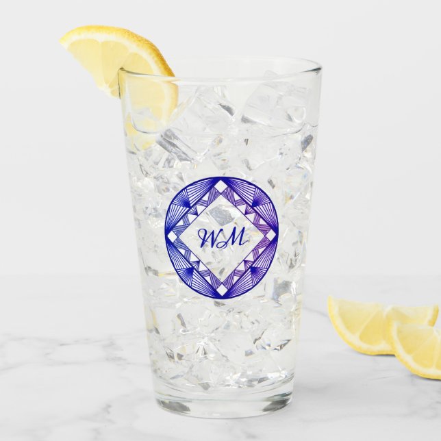 Iniciales personalizados Elegante Moda Azul Púrpur (Anverso (hielo))