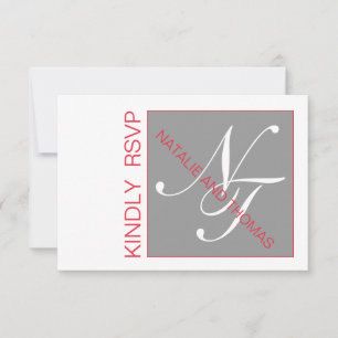 INICIALES ROJAS GRISES ENTRELAZADAS RSVP DE BODAS