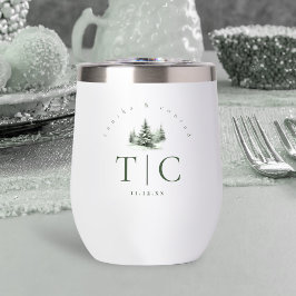 Iniciales rusticas de la boda invernal Green ID104