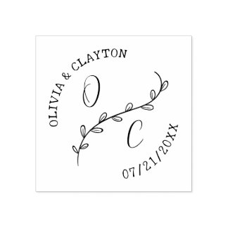 Iniciales Rústicas de mano y sello de sucursal