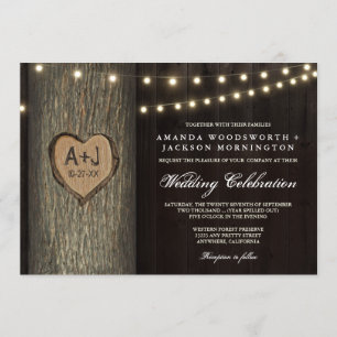 Iniciales talladas invitaciones de matrimonio de á