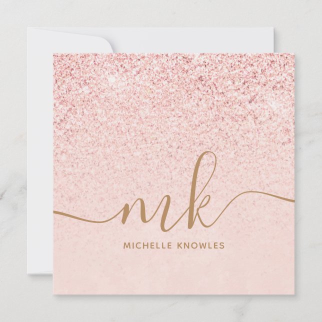 Iniciales y nombre elegantes con brillo de oro ros (Anverso)