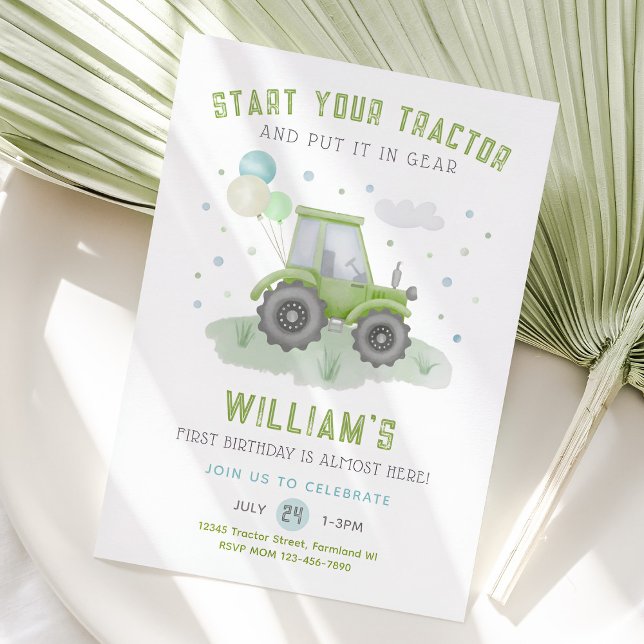 Iniciar la invitación de cumpleaños de tu tractor, (Tractor Birthday Invitation)