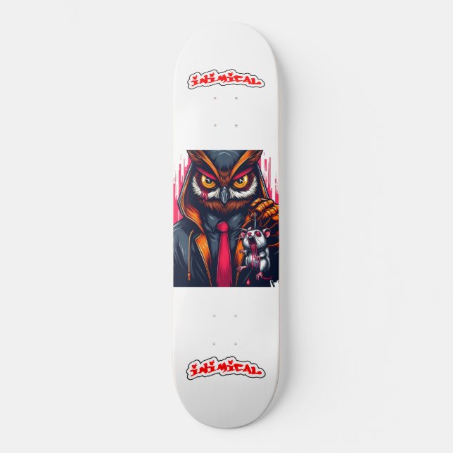 Inimical Apex Predator Series Red Owl X skateboard (Anverso)